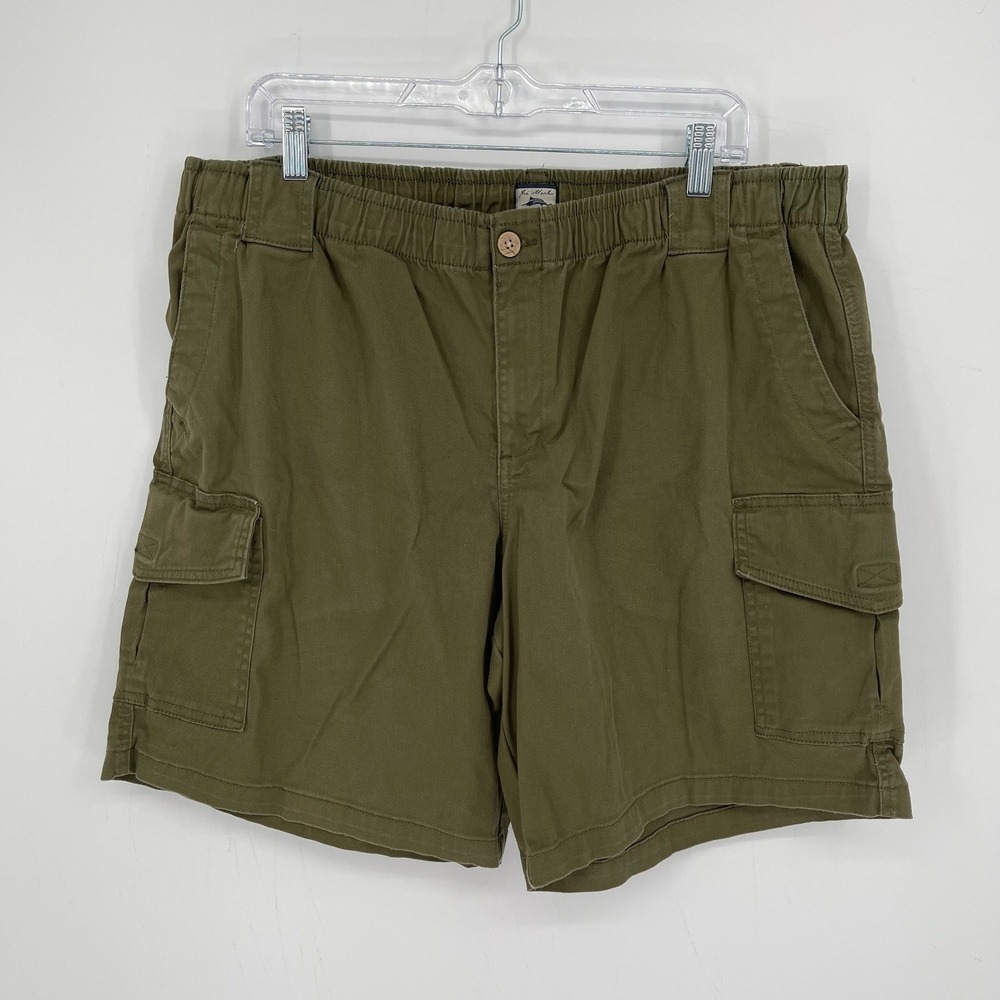 Joe Marlin Men's Green Elastic Waist Utility Hiking Camping Cargo Shorts Size XL